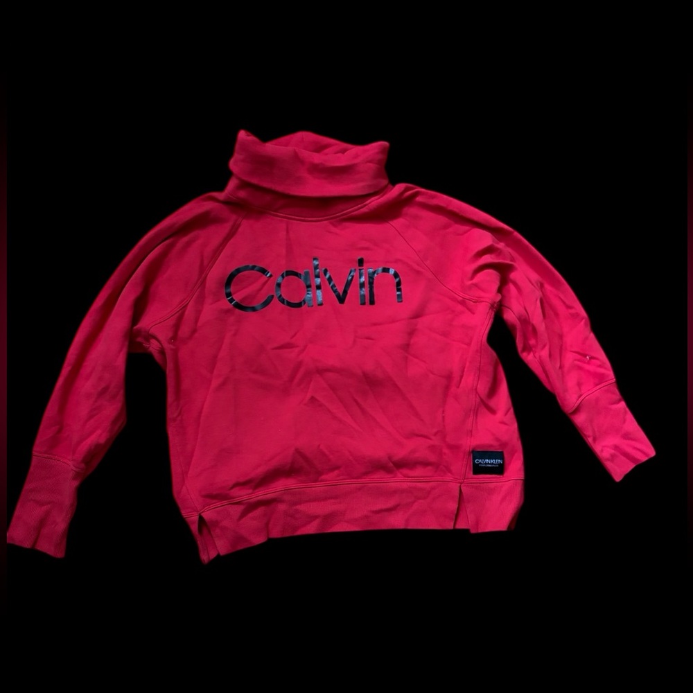 Calvin Klein Vibrant Red Turtleneck Sweatshirt